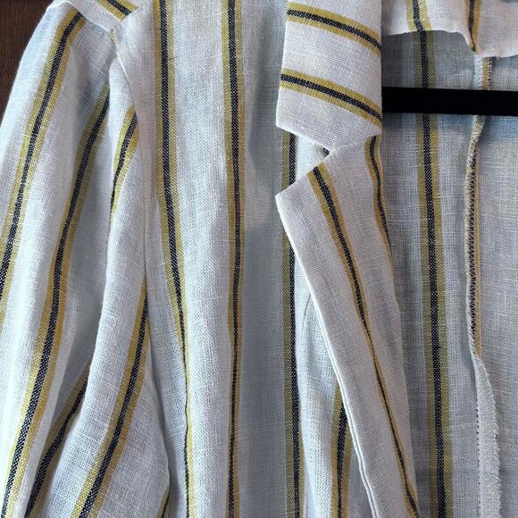 Yellow and white striped Linen blazer Love Tree Large - Picture 2 of 4